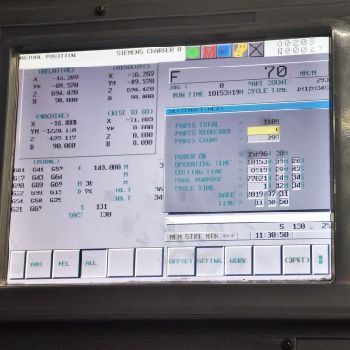 Toyoda#FA-1050, HMC,60 ATC,62.9" X,55.1 Y,45.2 Z,6k RPM,Fanuc 16iM,chip conv,2001