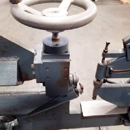 May Tool#MTC-42D, 14 ga. x 42" capacity, circle shear, 30 tailstock thr., 10 hd thr., 1/3 HP, stand, #A5902