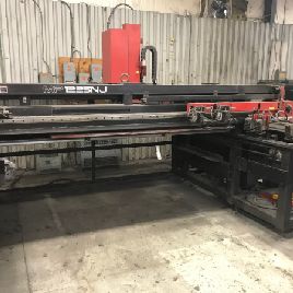 Amada # MP1225NJ, cargador de hojas de 4 '' x 8 '', carro de descarga, mesa elevadora, 2003