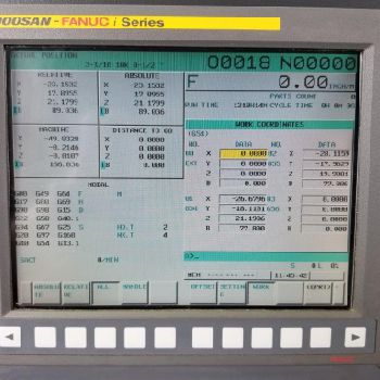 Doosan #DNM650, 50" X,26 Y,24 Z,12k RPM,20 SMTC,CT40,51x26,Fanuc i,R/T,4th table,’10
