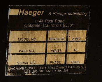 6 Ton,Haeger#HP6-C, insertion press,18" throat,8-1/2 stroke,bowl feeder,. tooling,’92,#10494