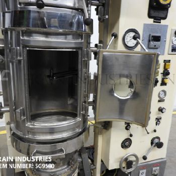 Glatt#WSG-15, 3-section Stainless Steel fluid bed granular dryer, 880 cfm, 120000 BTU, top exhaust valve