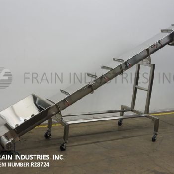 10" diameter x 16.8’ long, Loos #978-003, Stainless Steel, incline screw conveyor, 2 HP drive