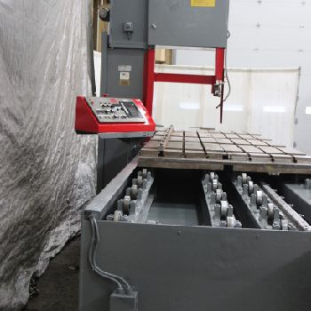 Hem#PM25/144, vertical traveling plate saw,53" x 150 table,25 throat,15 HP,1996,#69807