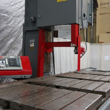 Hem#PM25/144, vertical traveling plate saw,53" x 150 table,25 throat,15 HP,1996,#69807