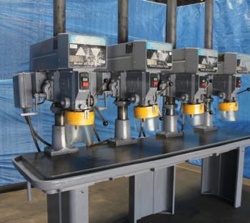 4 Spindle,Rockwell#2070-6X0, 4 head drill bank,20" swing,10 throat,24 x 96 table,#7511HP