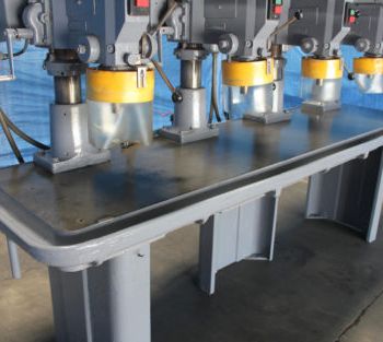 4 Spindle,Rockwell#2070-6X0, 4 head drill bank,20" swing,10 throat,24 x 96 table,#7511HP