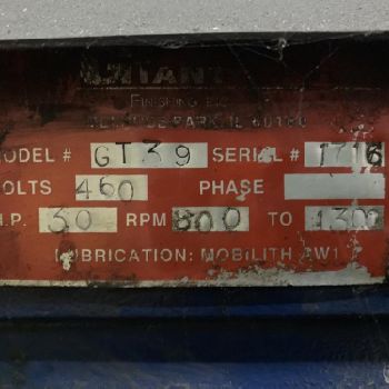 Giant#GT-39, 39 cu.ft., 180" L x 22 W, vibratory tub parts finishing tumbler, #10646