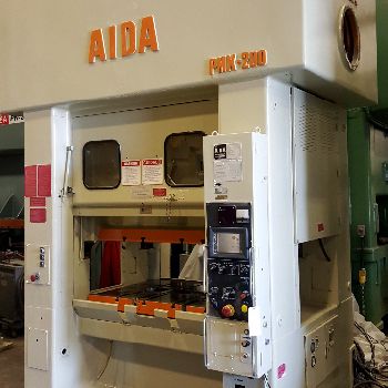 220 Ton,Aida#LINK-MOTION, hi-speed prod press,6" str,19.6 SH,61 x 37 bed,1997,#sr5203