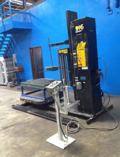IPM, rotary table stretch wrapper,pneumatic cylinder clamp,48" x 34 roller conveyor table,#6236