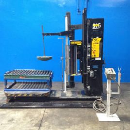 IPM, rotary table stretch wrapper,pneumatic cylinder clamp,48" x 34 roller conveyor table,#6236