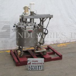 50 galones Lea # 50-D7T, acero inoxidable, doble movimiento, hervidor con camisa, 90 psi, fondo de plato con descarga central de 2 "de diámetro exterior