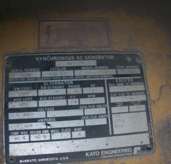 2500 KW, 720 RPM,Kato, brushless, PMG, 4160 V.(6 available)