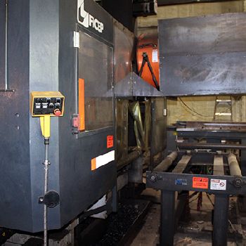 Ficep#1001DZB, CNC beam line, infeed/outfeed conveyor, auto web probing, 2007