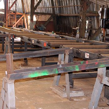 Ficep#1001DZB, CNC beam line, infeed/outfeed conveyor, auto web probing, 2007