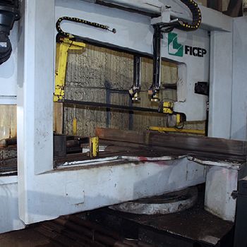 Ficep#1001DZB, CNC beam line, infeed/outfeed conveyor, auto web probing, 2007