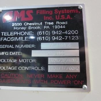 AMS#SA-110, semi-auto filler,Stainless Steel,servo dr.main auger,A-B PLC,oper.HMI interface,110 V.ctrl,400 V.motor,2002,#48946