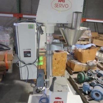 AMS#SA-110, semi-auto filler,Stainless Steel,servo dr.main auger,A-B PLC,oper.HMI interface,110 V.ctrl,400 V.motor,2002,#48946