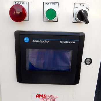 AMS#SA-110, semi-auto filler,Stainless Steel,servo dr.main auger,A-B PLC,oper.HMI interface,110 V.ctrl,400 V.motor,2002,#48946