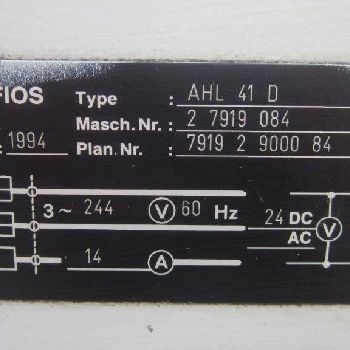 Wafios#AHL-41Dpower uncoiler, dancer arm,3300 lb load cap,0-80 RPM,42" plate dia