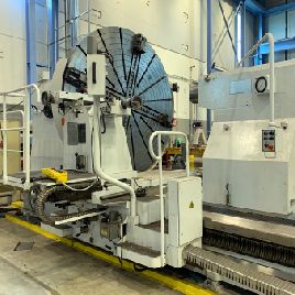 122 "x 240Poreba # TCS305-3 / 3X5M Torno de servicio pesado, 102.3 SOCS, mandril 110 de 4 mordazas, 4.1 diámetro interior del husillo, DRO de 3 ejes, 1999, # 18804