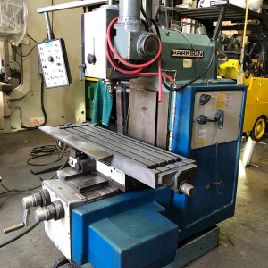 Parkson#M1250, vertical milling, 49" x 12.75 table., 0-2450 RPM, 7.5 HP, ISO 50