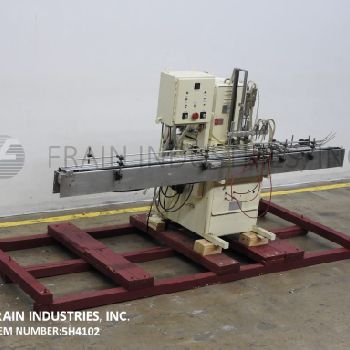 Filamatic#DAB-16-4, automatic,inline,8-head piston filler,with 3-1/4" W x 112 L Delrin conveyor,on heavy duty base frame