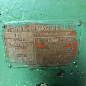 5 Ton,Hannifin#F-50, hydraulic press, 15 gal. reservoir, plugged in, #10463