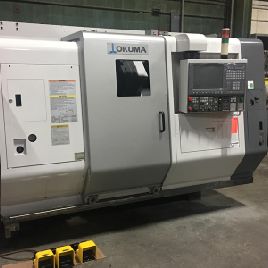 Okuma#SIMULTURN-LU-300, 20.87" swing,8 chuck,2.4 bar,5k RPM,4-Axis,OSP P200L,’08