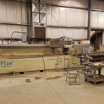 Flow#IFB, 6â€™ x 24â€™, CNC water jet cutting, dynamic cutting head, 87000 psi, 50 HP, 2009