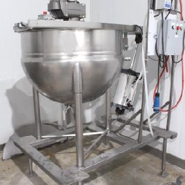 80 gal. Lea # 80D9MT, con camisa de acero inoxidable, hervidor de superficie de raspado, movimiento simple, mezclador extraíble con asistencia de actuador, 90 psi