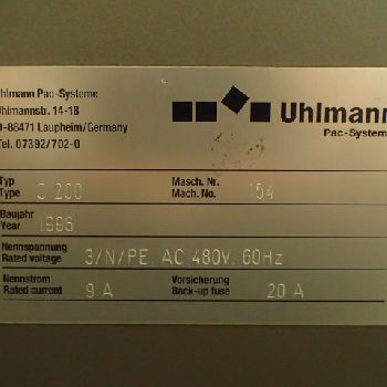 Uhlmann#C200, horizontal cartoner, 72" long powered carton feeder, GUK leaflet inserter, serial #154, 1996, #3147-3