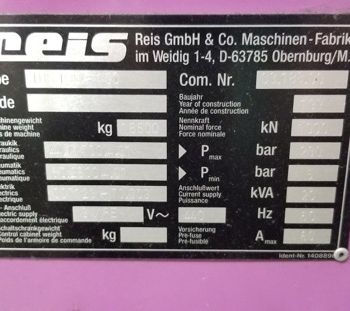 112 Ton,Reis#TUS-130-100, 67" str,67 DL, 63 x 51 clamp, spotting press, 1997, #10725
