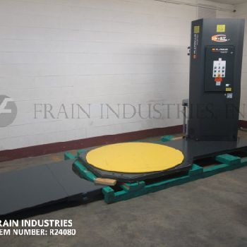 Wulftec#WSML-150-B, semi-automatic, low-level, stretch wrapper, up to 35 pallets per hour (2 available)