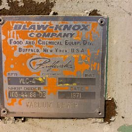 6" x 8Blaw Knox, double drum dryer, Stainless Steel, 6 diameter x 8’ faced rolls mounted inside vacuum chamber, #3295-1