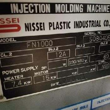 89 Ton, 4 oz.,Nissei#FN1000, 21.5" x 21.5 platen, 15.2 between tie bars, S38842