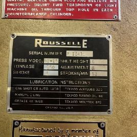 150 Ton,Rousselle#B1-15, OBI punch press, 4" stroke, 19 SH, 35 SPM, air clutch &amp; brake, #28244