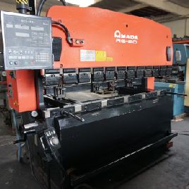 80 Ton, Amada # RG-80, plegadora hidráulica CNC de acción ascendente, 8 'OA, control NC9-EXII, cargado,' 92