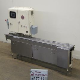 FMC/ Campbell #SLI, wrapper accessory, 146" L x 3-1/2 W lugged product infeed conveyor