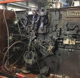 Bihler#MACH-1, wire former, 5 slides, Bihler pay off MH-2, air clutch, press slide, 480 VAC, 1980