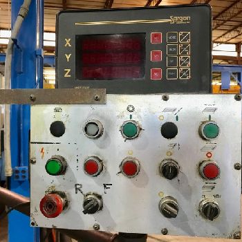 Sharp#VH25, plain horizontal/vertical miller,10.5" x 56.5 T-slotted table,4 HP,2005