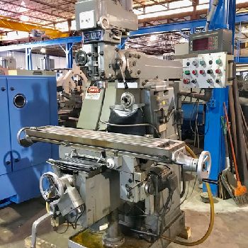 Sharp#VH25, plain horizontal/vertical miller,10.5" x 56.5 T-slotted table,4 HP,2005