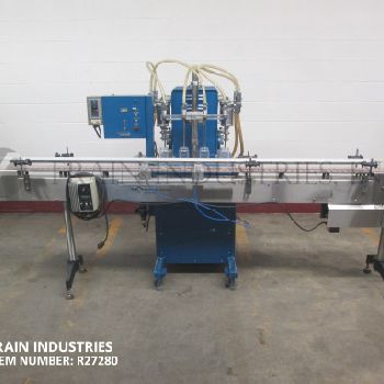 Filamatic#DAB-16-4, automatic 4 piston filler, 3-18 cycles per minute