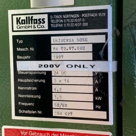 KallfassL-Bar #UNIVERSA-5050, sealer, 208 volt, #2659-64