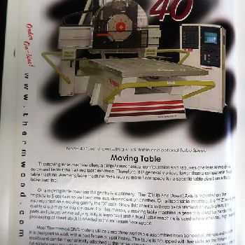 Thermwood#C40, 3-Axis CNC router, moving table style, 60" x 60 table, 70 X,65 Y,10 Z, 3000-15000 RPM, 91000 CNC, 1999