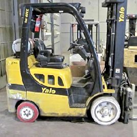 6000 lb. Yale # GLC060VX, carretilla elevadora usada, neumático amortiguador, mástil de palanca de cambio: 88/187