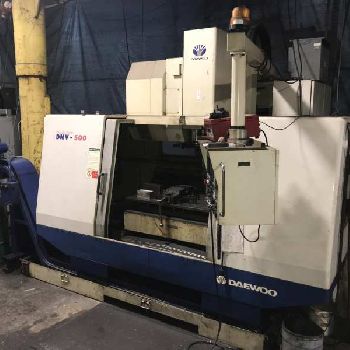 Daewoo #DMV-500, CNC VMC,24 ATC,40" X,20 Y,20 Z,CAT 40,Fanuc 21-M,turbo conveyor,S/N AV5S0594