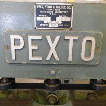 12 ga. x 4’Pexto#12-U4H, 18" manual rear back gauge,2 hold downs,62 SPM,3 HP,#72061