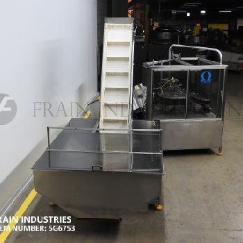 Omega Design#6D-RVP-11, automatic, floor level, rotary, vacuum pocket, bulk bottle unscrambler &amp; orientator, 50-250 cpm