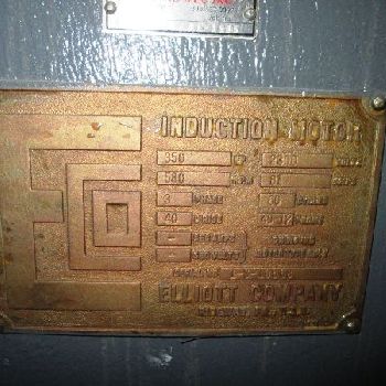 350 HP 580 RPM Elliot Company,Frame40-12,1-S-10668,2300 V.